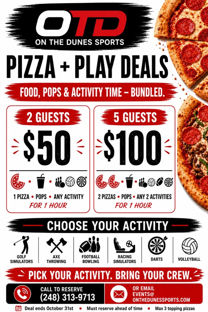 Expanded Pizza + Play Deals flyer